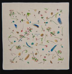 Fleurs et Plumes white scarf