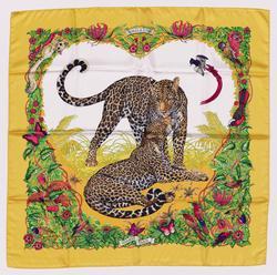 Jungle Love Silk Scarf (yellow/tigers)