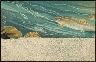 Trout in Stream and Poem by Koyo from the series Postcards of Haikai Poetry (Haikai ehagaki)