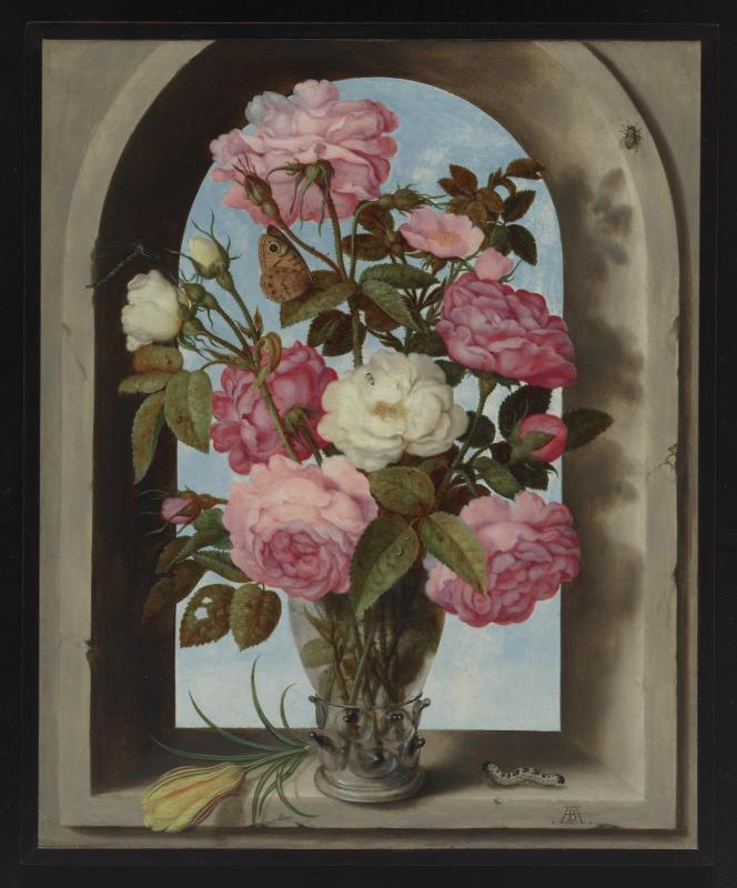 Still Life with Roses in a Glass Vase