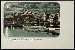 Luzern mit Pilatus im Mondschein.