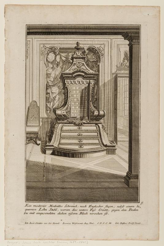 Sheet 5 of six designs for furniture; design for a medals cabinet