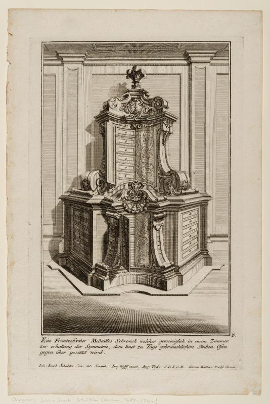 Sheet 6 of six designs for furniture; design for a medals cabinet