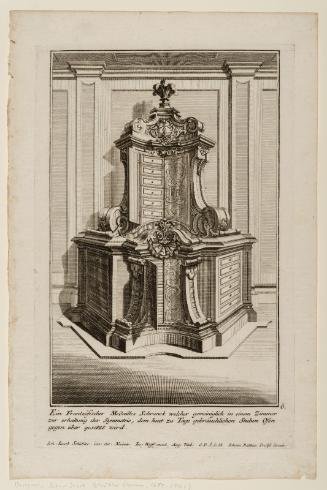 Sheet 6 of six designs for furniture; design for a medals cabinet