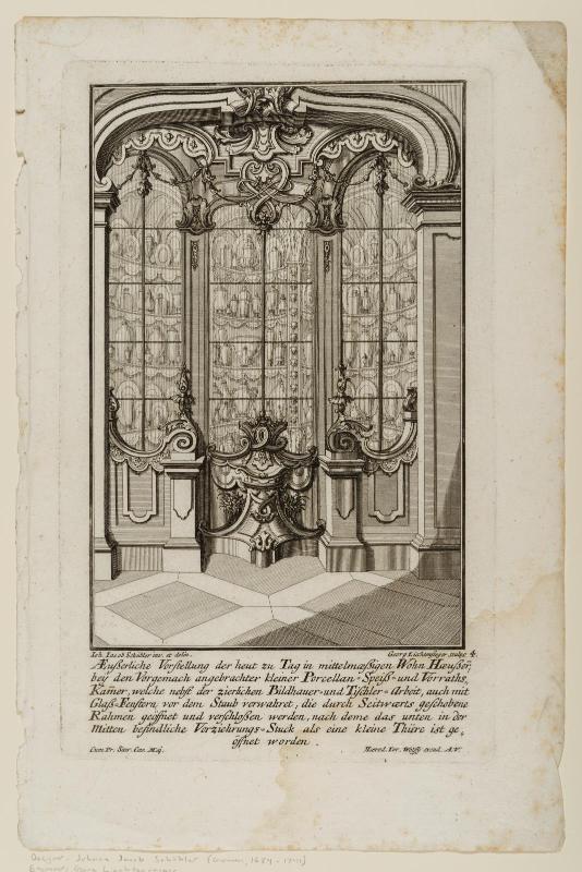 Sheet 4 of six designs for furniture; design for a porcelain display cabinet