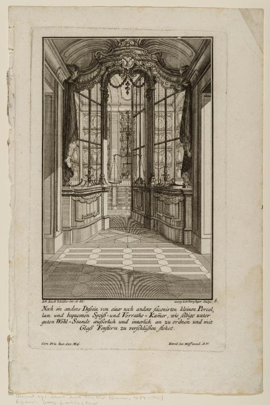 Sheet 5 of six designs for furniture and display cabinetry; design for a porcelain display cabinet