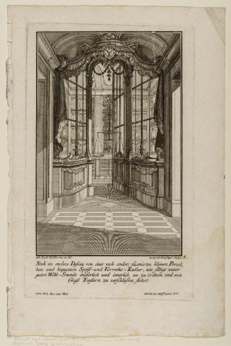 Sheet 5 of six designs for furniture and display cabinetry; design for a porcelain display cabinet
