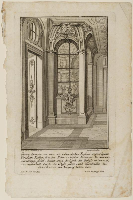 Sheet 6 of six designs for furniture and display spaces; design for a porcelain display cabinet