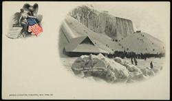 GREETINGS FROM PICTURESQUE AMERICA 
NIAGARA FALLS IN WINTER SHOWING ICE MOUNTAIN.
