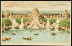 HOLD CARD TO LIGHT.  OFFICIAL SOUVENIR WORLD'S FAIR - ST. LOUIS 1904. 
Cascade Gardens and Grand Basin.
