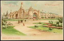 HOLD CARD TO LIGHT.  OFFICIAL SOUVENIR WORLD'S FAIR - ST. LOUIS 1904. 
Palace of Transportation.
