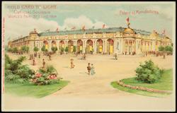 HOLD CARD TO LIGHT.  OFFICIAL SOUVENIR WORLD'S FAIR - ST. LOUIS 1904. 
Palace of Manufactures.
