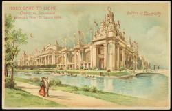 HOLD CARD TO LIGHT.  OFFICIAL SOUVENIR WORLD'S FAIR - ST. LOUIS 1904. 
Palace of Electricity.
