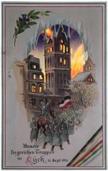 Unsere siegreichen Truppen in Lyck. 11.Sept.1914.
