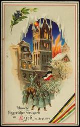 Unsere siegreichen Truppen in Lyck. 11.Sept.1914.
