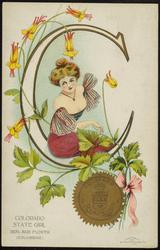 COLORADO STATE GIRL  
SEAL AND FLOWER (COLUMBINE)