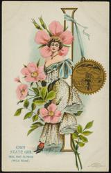 IOWA STATE GIRL  
SEAL AND FLOWER (WILD ROSE)