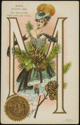 MAINE STATE GIRL  
SEAL AND FLOWER (PINE CONE AND TASSEL)