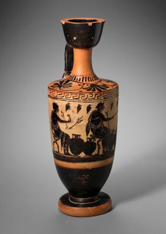 White-ground oil flask (lekythos) with an oil-merchant's shop