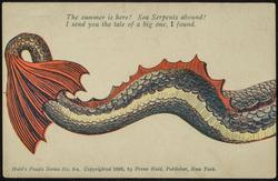 The summer is here! Sea Serpents abound! I send you the tale of a big one, I found.
