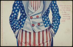 Here are more of the stars, also the shield, In the battle for honor he never will yield.
