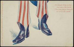 He stands firm on his feet since his birth; They are large enough to cover the earth.
