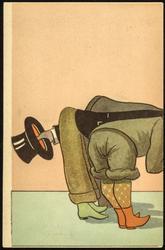 The back half of three gentlemen bowing.


