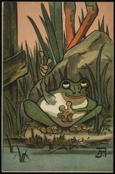 Legs of stork and a frog by the water. [3of3] 

