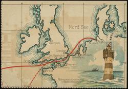 Travel routes on perforated map cards of the REICHSPOST DAMPFER. No.1

