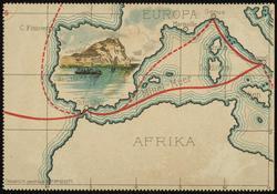 Travel routes on perforated map cards of the REICHSPOST DAMPFER. No.6

