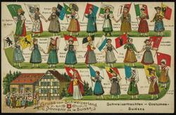 Gruss vom Schweizerland. Souvenir de la Suisse.
Schweizertrachten - Costumes - Suisses