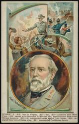 ROBERT E. LEE: born in Virginia, 1807; died, 1870; graduated from West Point, 1829; served with distinction in Mexican war; superintendent West Point Military Academy, 1852-55; commanded forces against John Brown, 1859; resigned from United States army, 1861; commanded Confederate forces.


