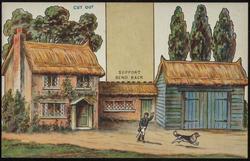 CUT OUT of thatched roof cottage.

