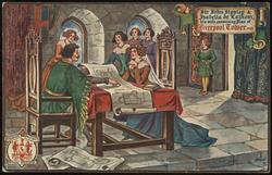Sir John Stanley & Isabella de Lathom, his wife, examining Plan of Liverpool Tower. 1406

