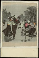 Ice skaters on a frozen pond.
