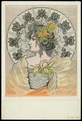 Woman with irises.
