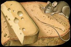 Mouse and cheese.
