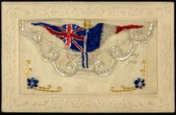French and British flags GLORIEUX SOUVENIR 1914 1915 "I'm thinking of you"
