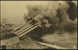 16 IN. GUNS OF H.M.S. "NELSON" FIRING.