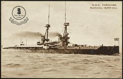 H.M.S. VANGUARD. Battleship, 19,250 tons.
Length, 536 feet; Beam, 84 feet; Draught, 27 feet; Speed, 21 knots. Armed with Ten 12 in., Eighteen 4 in., Four 3 pdr. guns, Three Torpedo Tubes.
