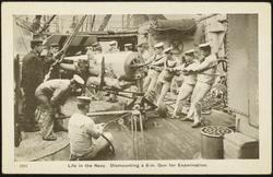 4291 Life in the Navy. Dismounting a 6-in. Gun for Examination.

