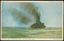 TWILIGHT ON THE NORTH SEA. THE BIG GUNS BUSY
