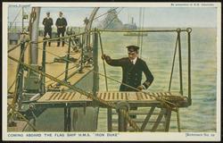 COMING ABOARD THE FLAG SHIP H.M.S. 'IRON DUKE'
