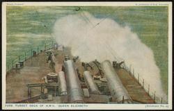 FORE TURRET DECK OF H.M.S. 'QUEEN ELIZABETH'
