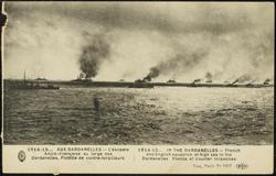1914-15... IN THE DARDANELLES - French and English squadron at high sea in the Dardanelles, Flotilla of counter torpedoes
