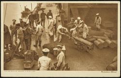 TAKING SHELLS ABOARD H.M.S.LION
