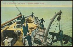 LIFE IN OUR NAVY: "Up Anchor", Warship cleared for war.
