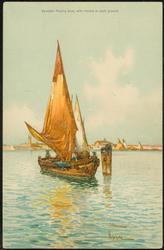Venetian Fishing boat, with Venice in back ground
