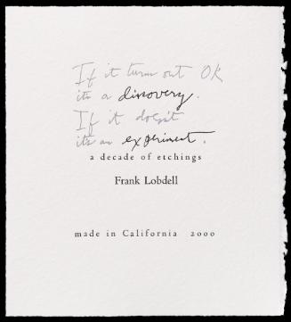 Discovery/Experiment: A Decade of Etchings (Cover Sheet)