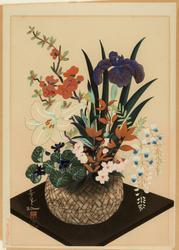 Spring Flowers in Bamboo Basket